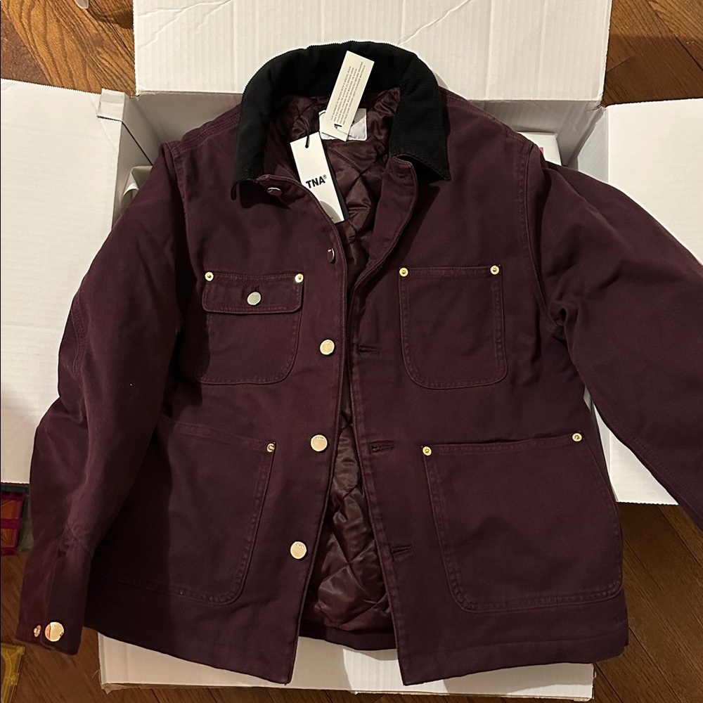 Aritzia Burgundy Utility Jacket with Black Collar Barnett - Picture 2 of 15
